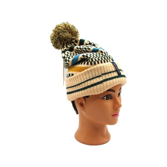 United by Blue Pom Pom Beanie Hat Collage Forest Design One Size NWT Winter Warm - Picture 4 of 10